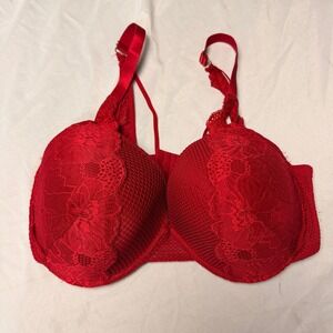 Ashley Stewart Red Lace Balconette Bra Style 7979 28‎ Size 40DD